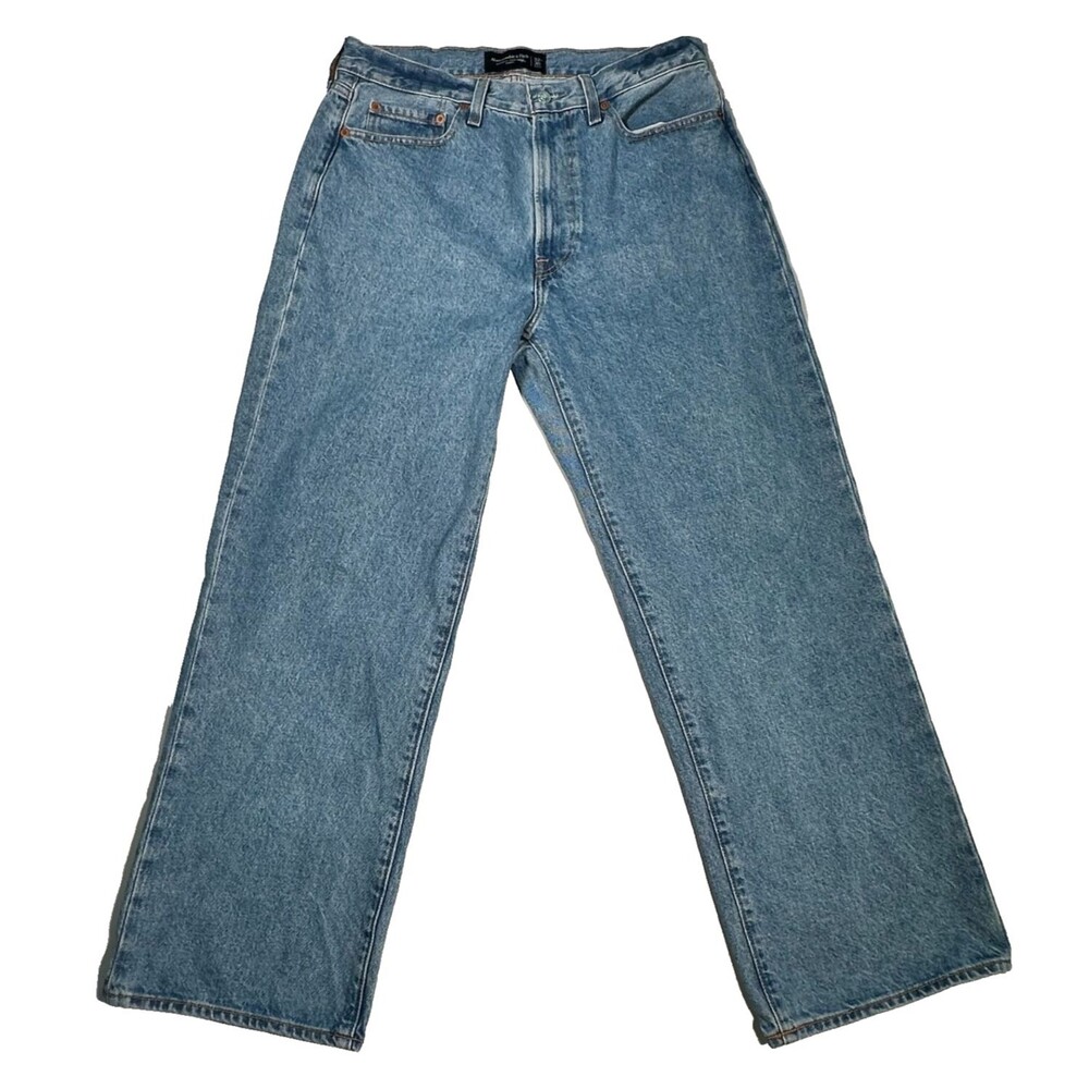 Abercrombie & Fitch Baggy Jeans Men's 32x30 Light Wash Rigid Denim 100% Cotton